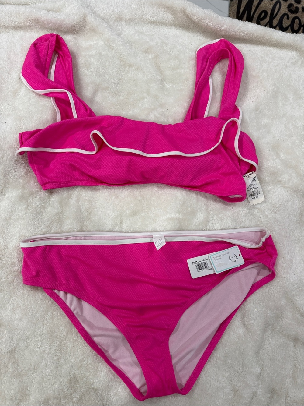 Women’s Swim Two-Piece Ruffle Bikini - Hot Pink